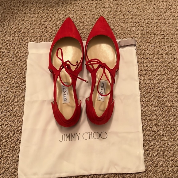 NIB Jimmy Choo Vanessa Flat in Red Suede - Picture 3 of 8